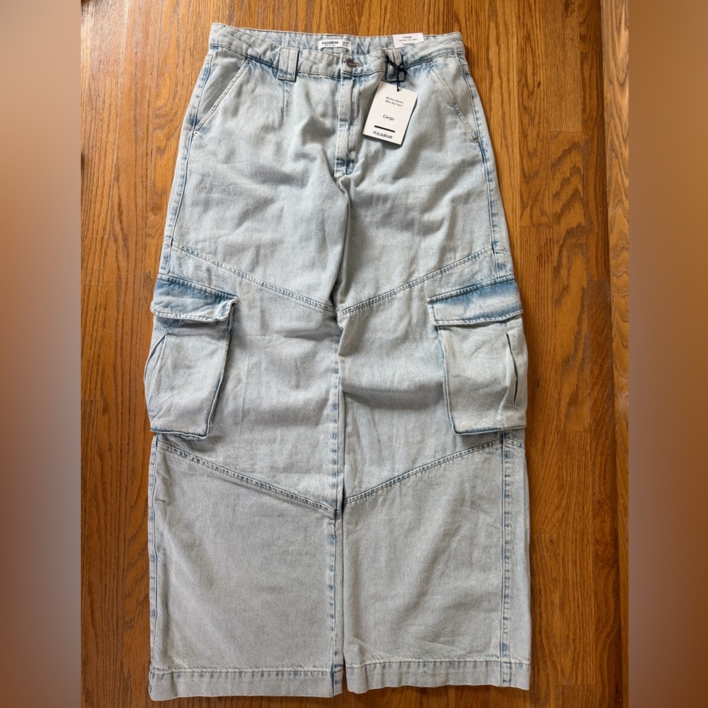 Pull & Bear Women’s High-Rise Full Length Cargo Jeans – Size 12 – NWT